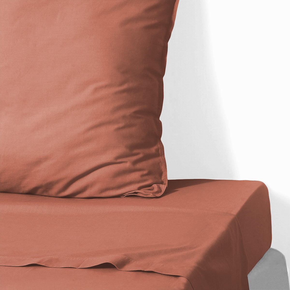 Drap plat coton lavé 240x300 LUNA terracotta