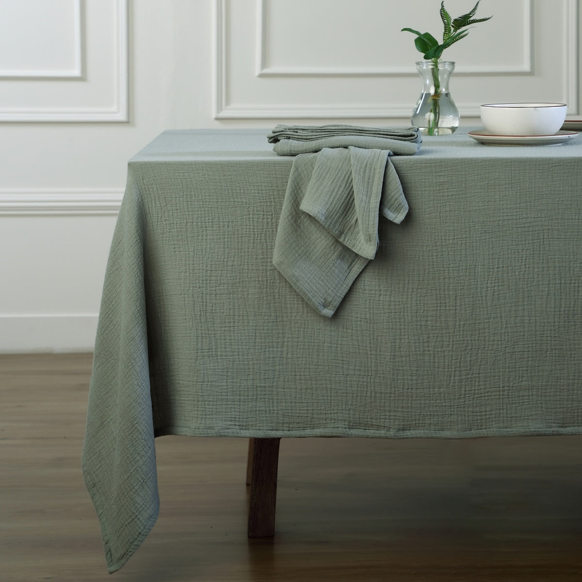 Nappe gaze de coton 150x400 CARLA vert céladon