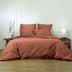 Housse de couette coton lavé terracotta LUNA 240x220