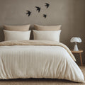 Parure + taies 50x70 coton lavé sable LUNAR 240x220+2(50x70)