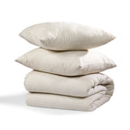 Parure + taies 50x70 coton lavé sable LUNAR 240x220+2(50x70)
