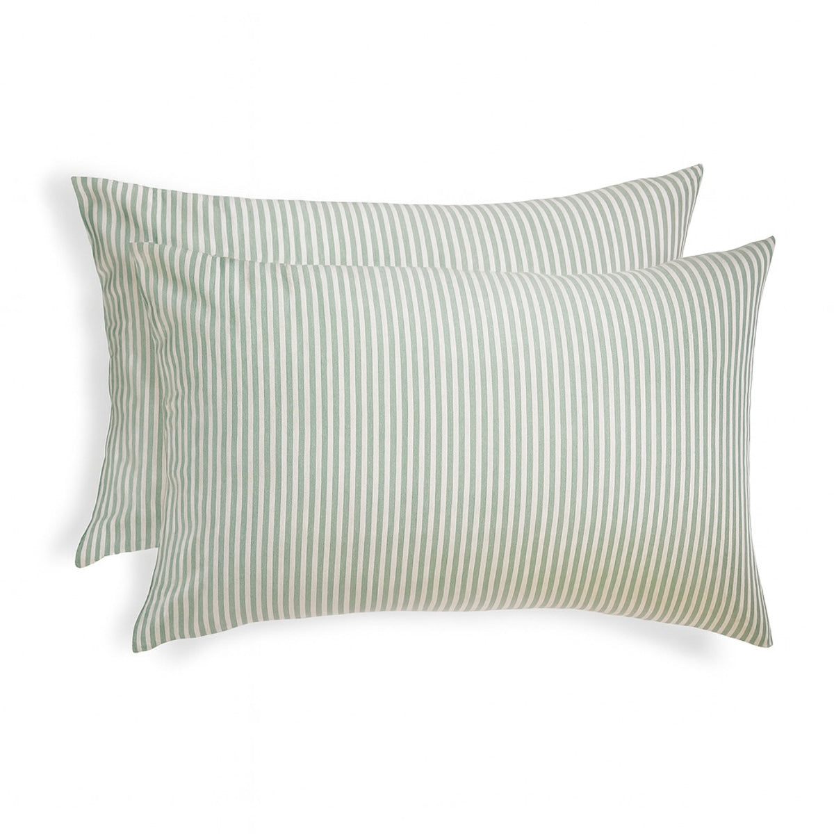 Parure + taies 50x70 coton lavé blanc / vert céladon LUNAR MIX 240x220+2(50x70)