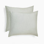 Parure + taies 65x65 coton lavé blanc / vert céladon LUNAR MIX 240x220+2(65x65)