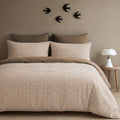 Parure + taies 65x65 coton lavé noisette LUNAS 240x220+2(65x65)