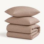 Parure + taies 65x65 coton lavé noisette LUNAS 240x220+2(65x65)