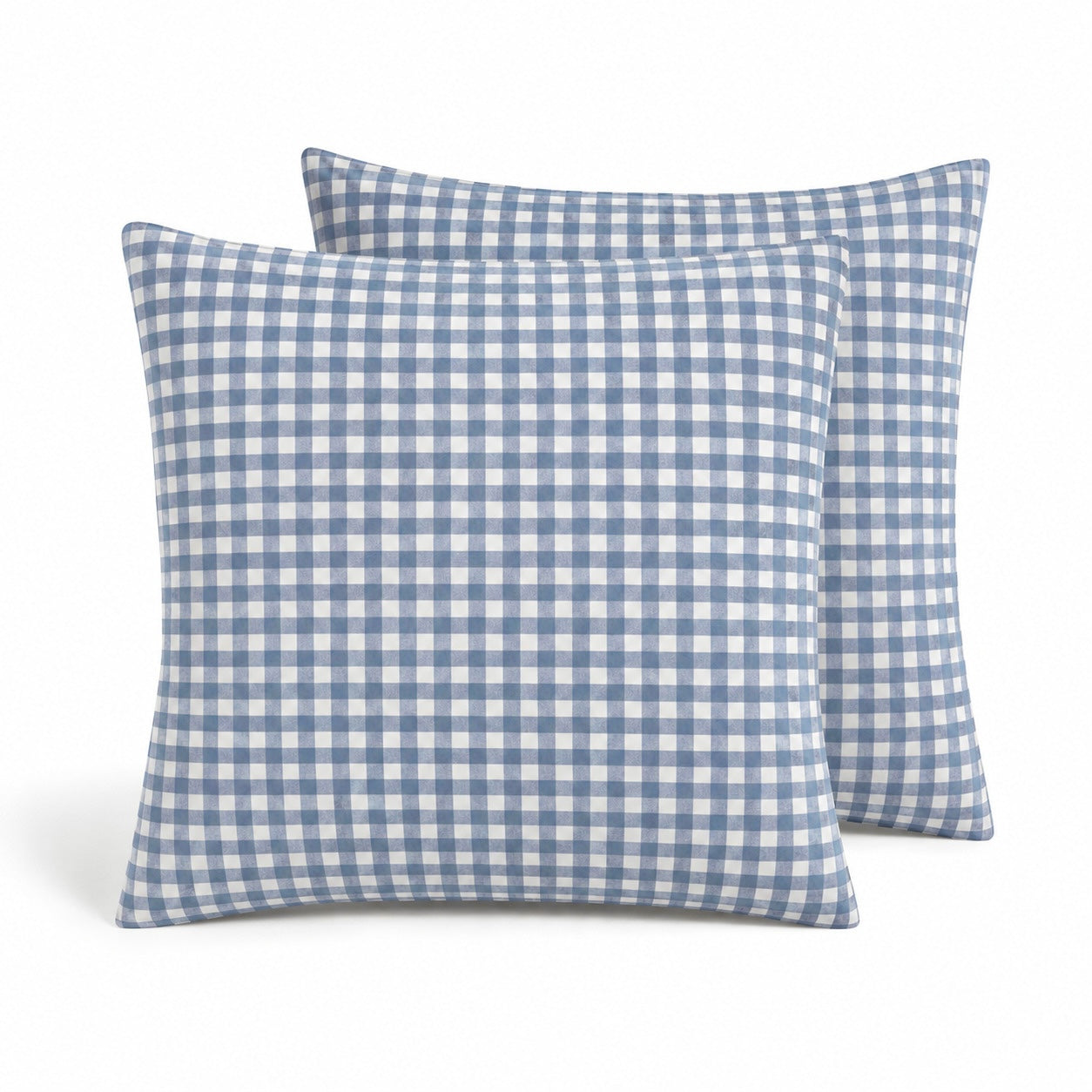 Parure + taies 65x65 coton lavé bleu orage LUNAS 260x240+2(65x65)