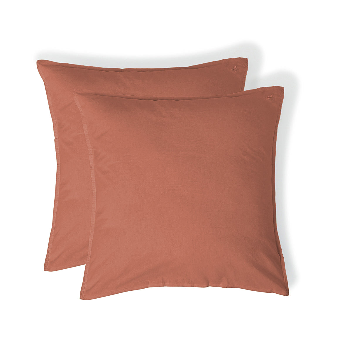 Taie d'oreiller (x2) coton lavé terracotta LUNA 65x65