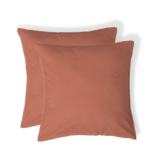 Taie d'oreiller (x2) coton lavé terracotta LUNA 65x65
