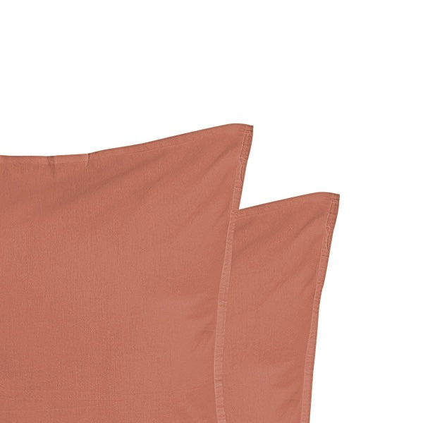 Taie d'oreiller (x2) coton lavé terracotta LUNA 65x65