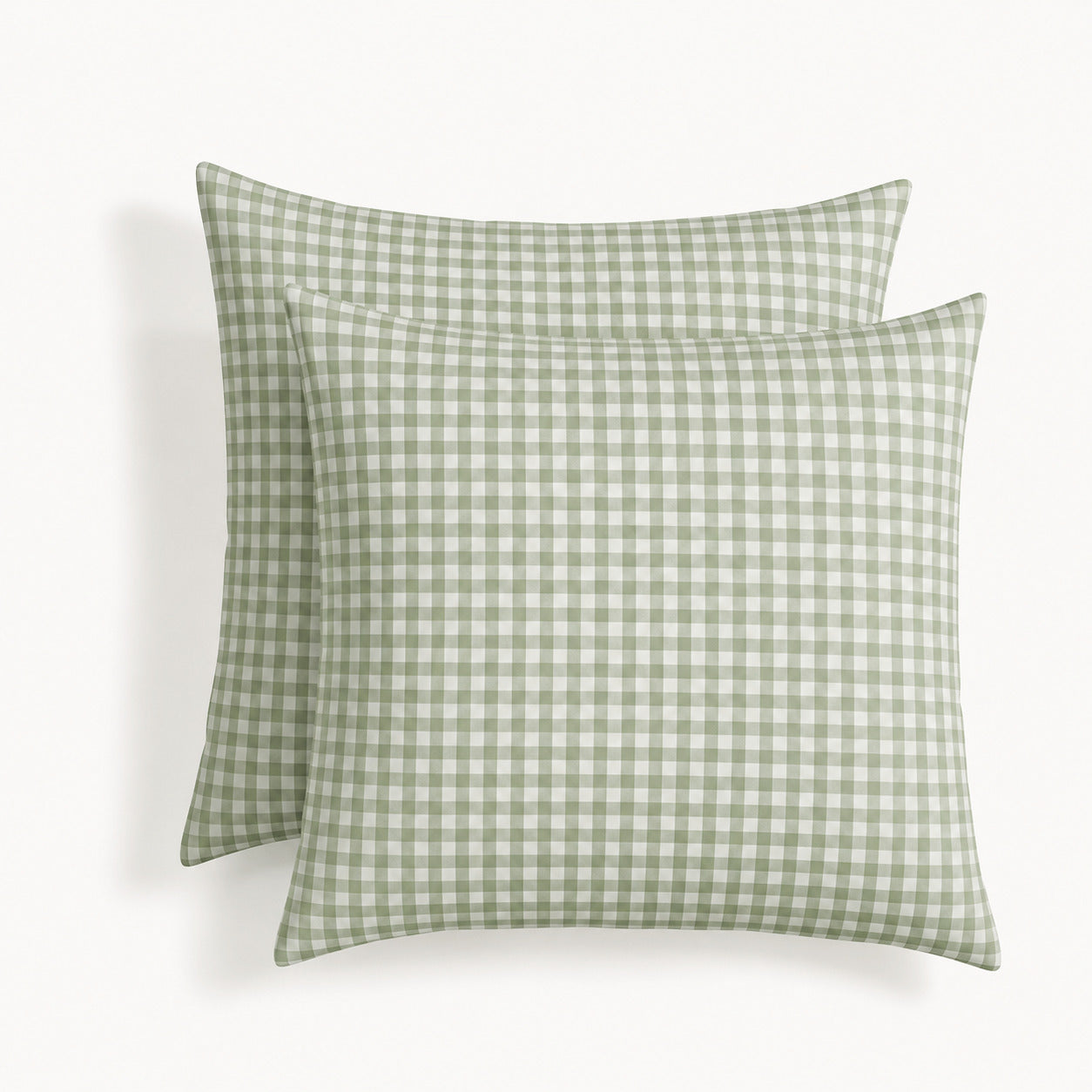Parure + taies 65x65 coton lavé vert céladon LUNAS 260x240+2(65x65)