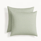 Parure + taies 65x65 coton lavé vert céladon LUNAS 240x220+2(65x65)