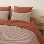 Taie d'oreiller (x2) coton lavé terracotta LUNAR 65x65
