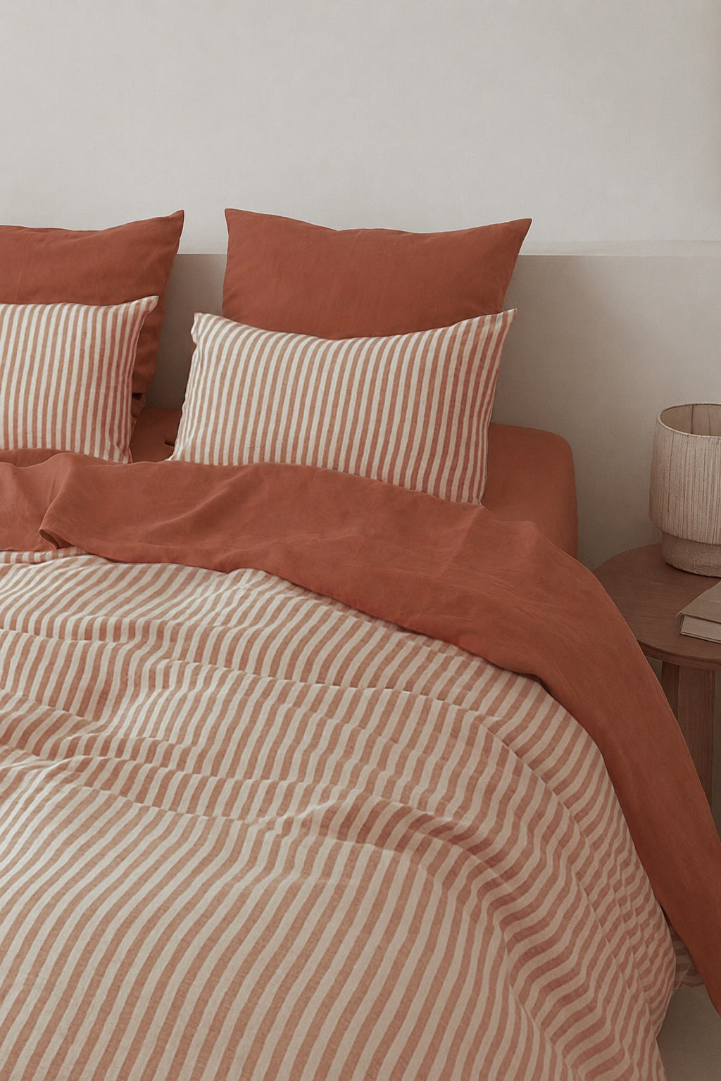 Taie d'oreiller (x2) coton lavé terracotta LUNAR 65x65