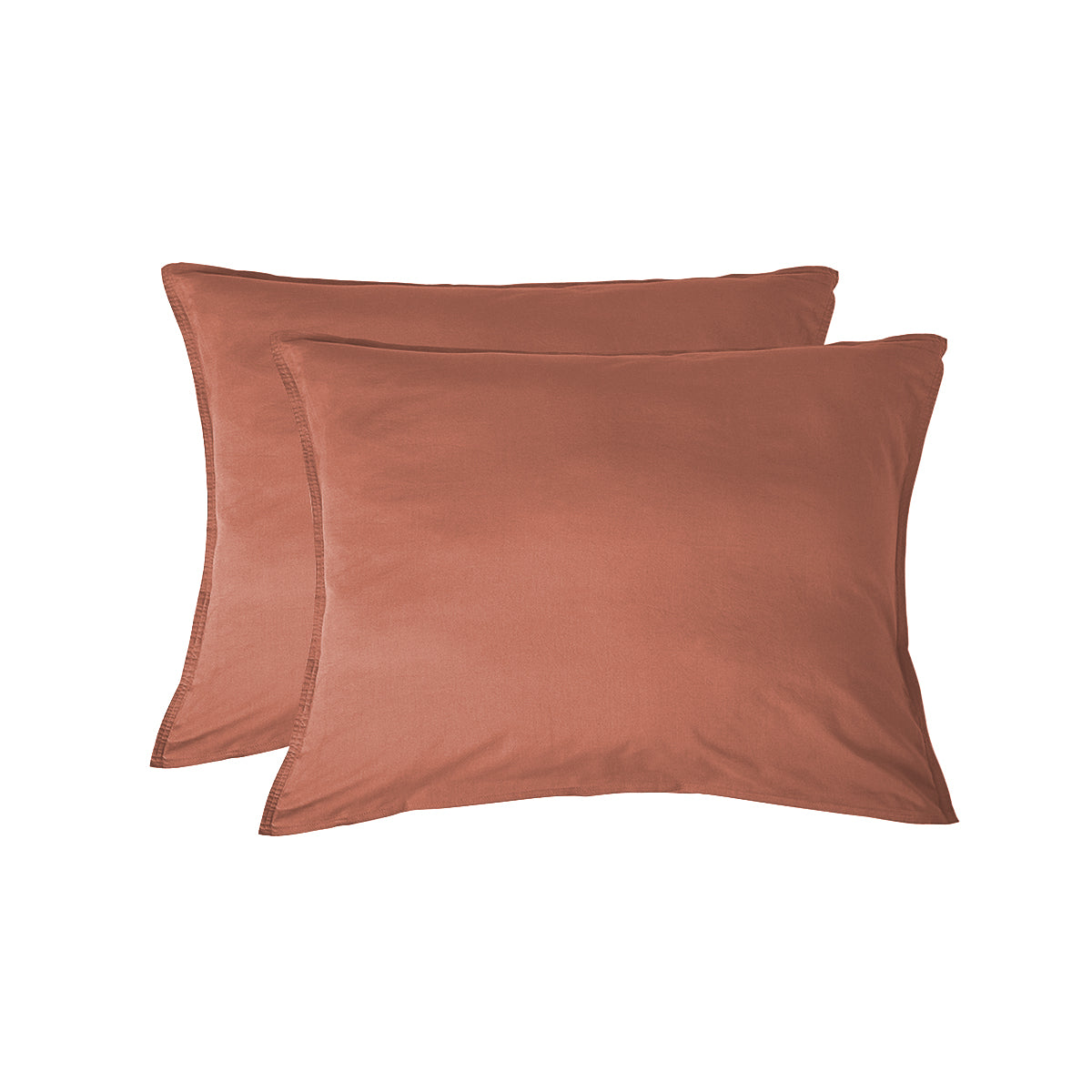 Taie d'oreiller (x2) coton lavé terracotta LUNA 50x70