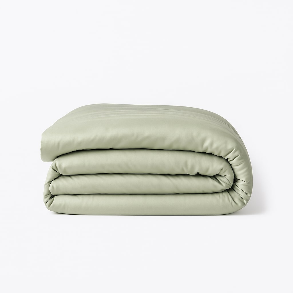 Housse de couette satin lavé de coton bio vert céladon GAIA 280x240