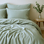 Housse de couette satin lavé de coton bio vert céladon GAIA 280x240