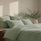 Housse de couette satin lavé de coton bio vert céladon GAIA 280x240