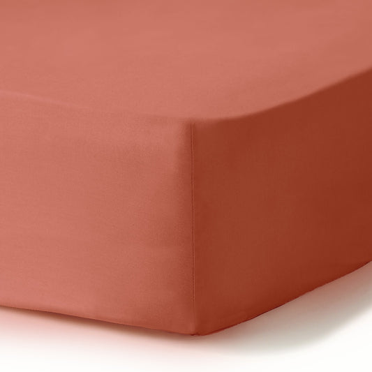 Drap housse coton bio & lyocell terracotta GAIA 180x200x40
