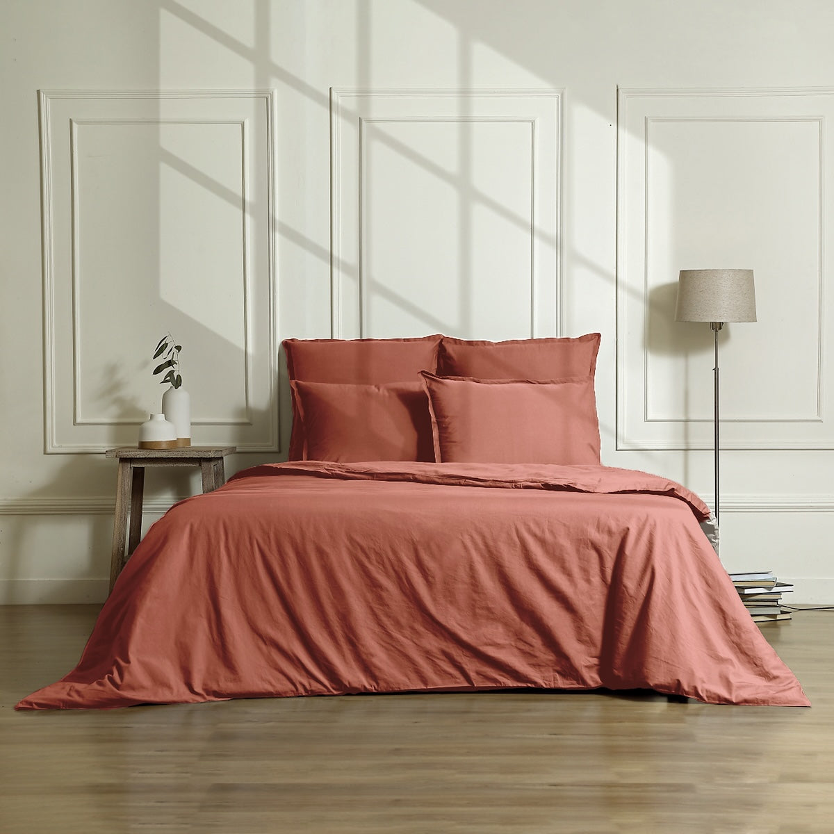 Drap housse coton bio & lyocell terracotta GAIA 180x200x40
