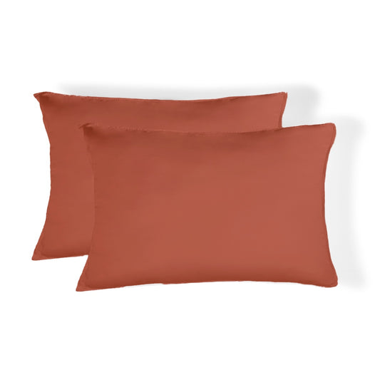 Taie d'oreiller (x2) coton bio & lyocell terracotta GAIA 50x70