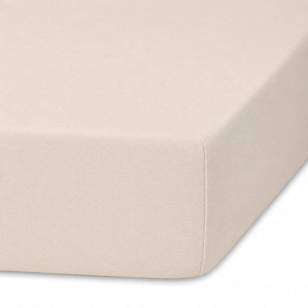 Drap housse lin lavé beige clair ADELE 140x200x30