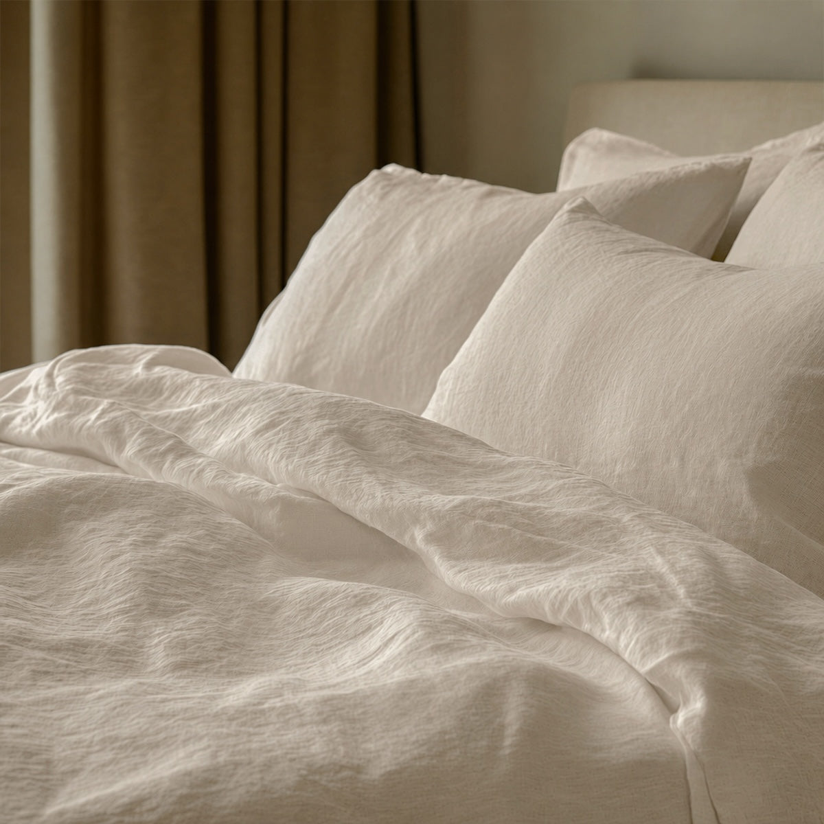 Drap housse lin lavé beige clair ADELE 140x200x30