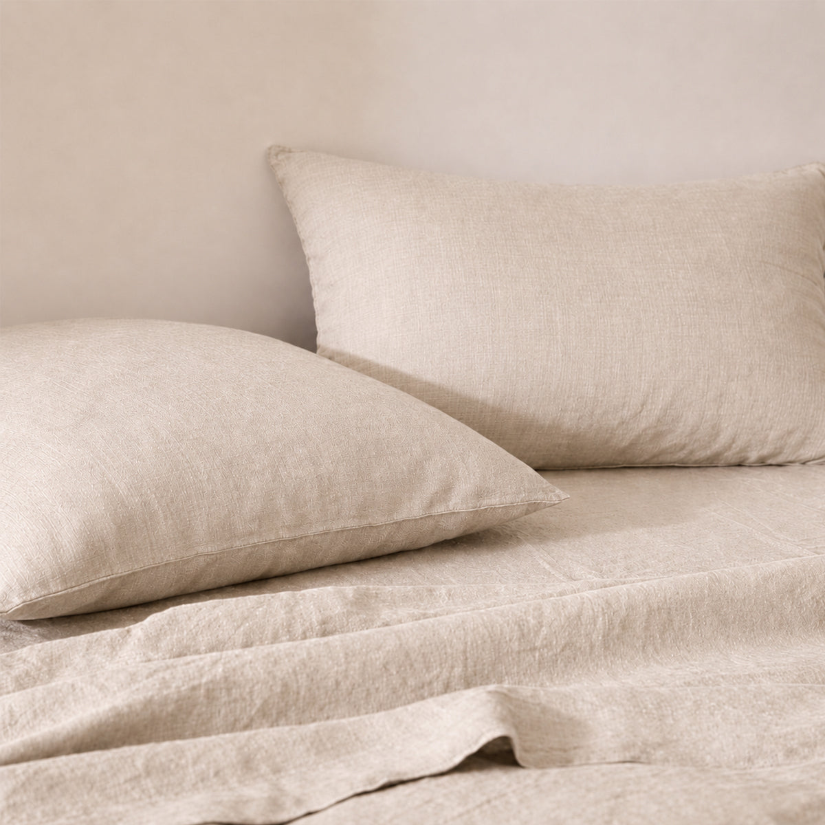 Drap housse lin lavé beige clair ADELE 180x200x40