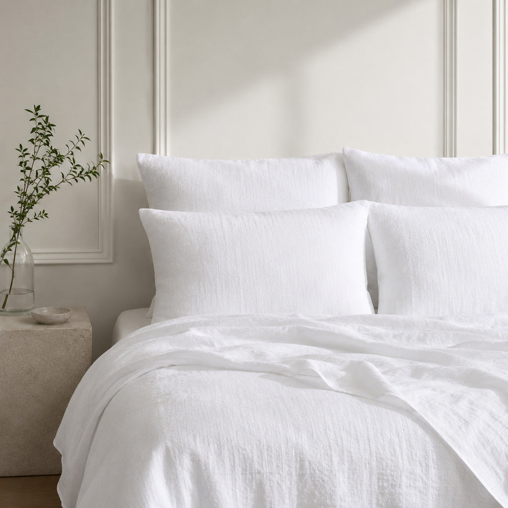 Drap housse lin lavé blanc ADELE 140x200x30