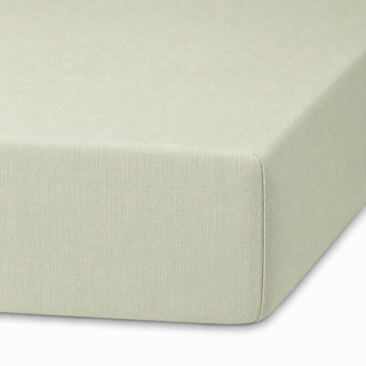 Drap housse lin lavé vert amande ADELE 160x200x40