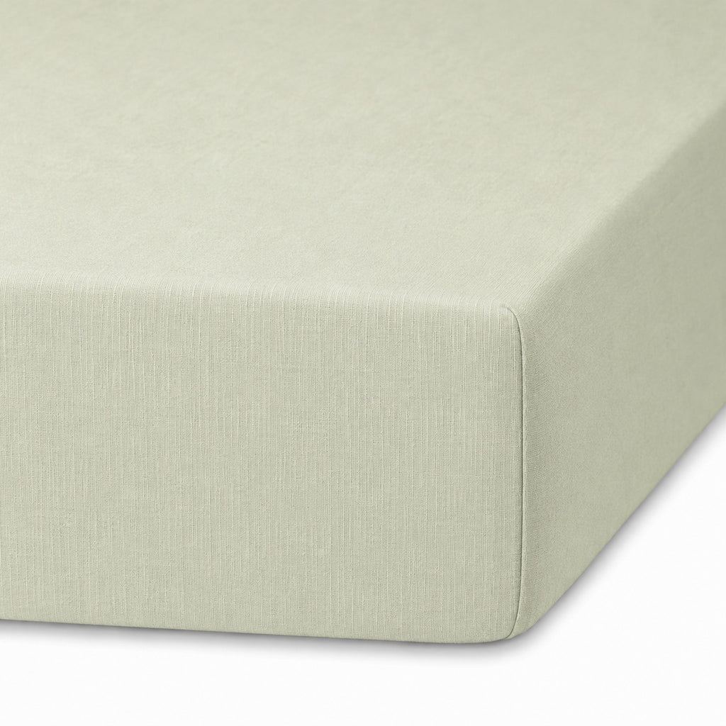 Drap housse lin lavé vert amande ADELE 140x200x30