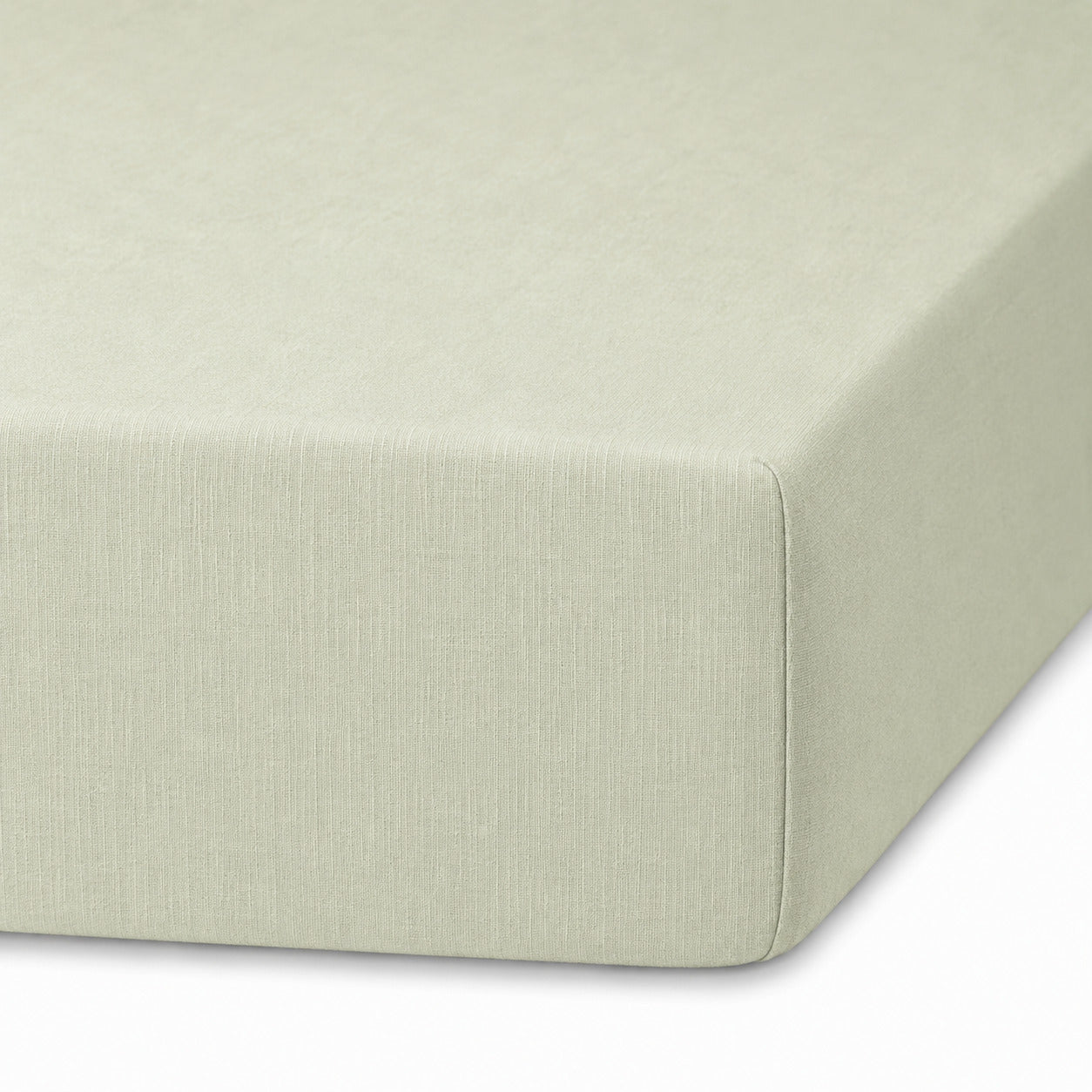 Drap housse lin lavé vert amande ADELE 140x200x30