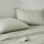 Drap housse lin lavé vert amande ADELE 140x200x30