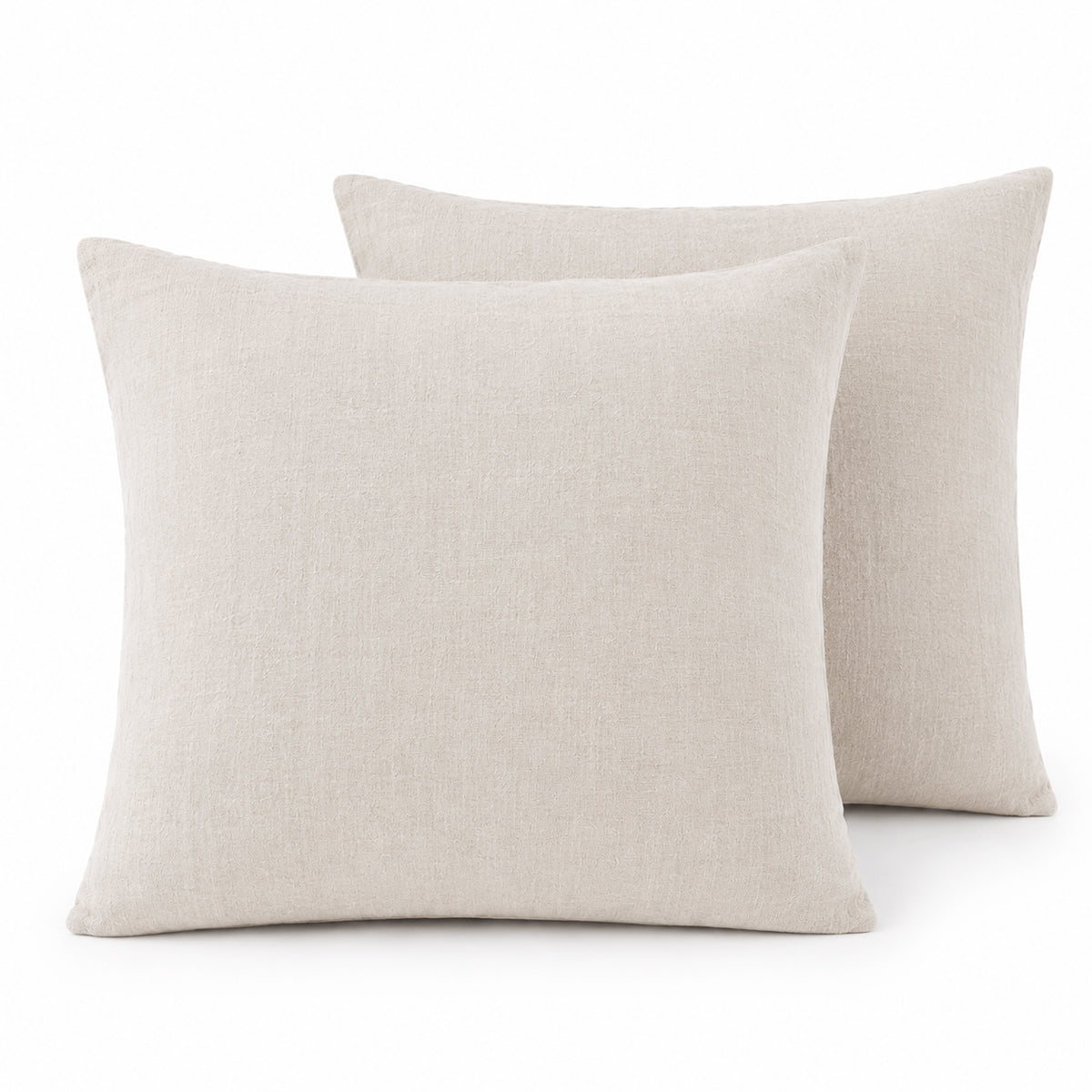 Taie d'oreiller (x2) lin lavé beige clair ADELE 65x65
