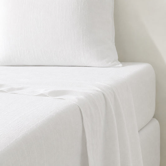 Drap plat lin lavé 270x300 ADELE blanc