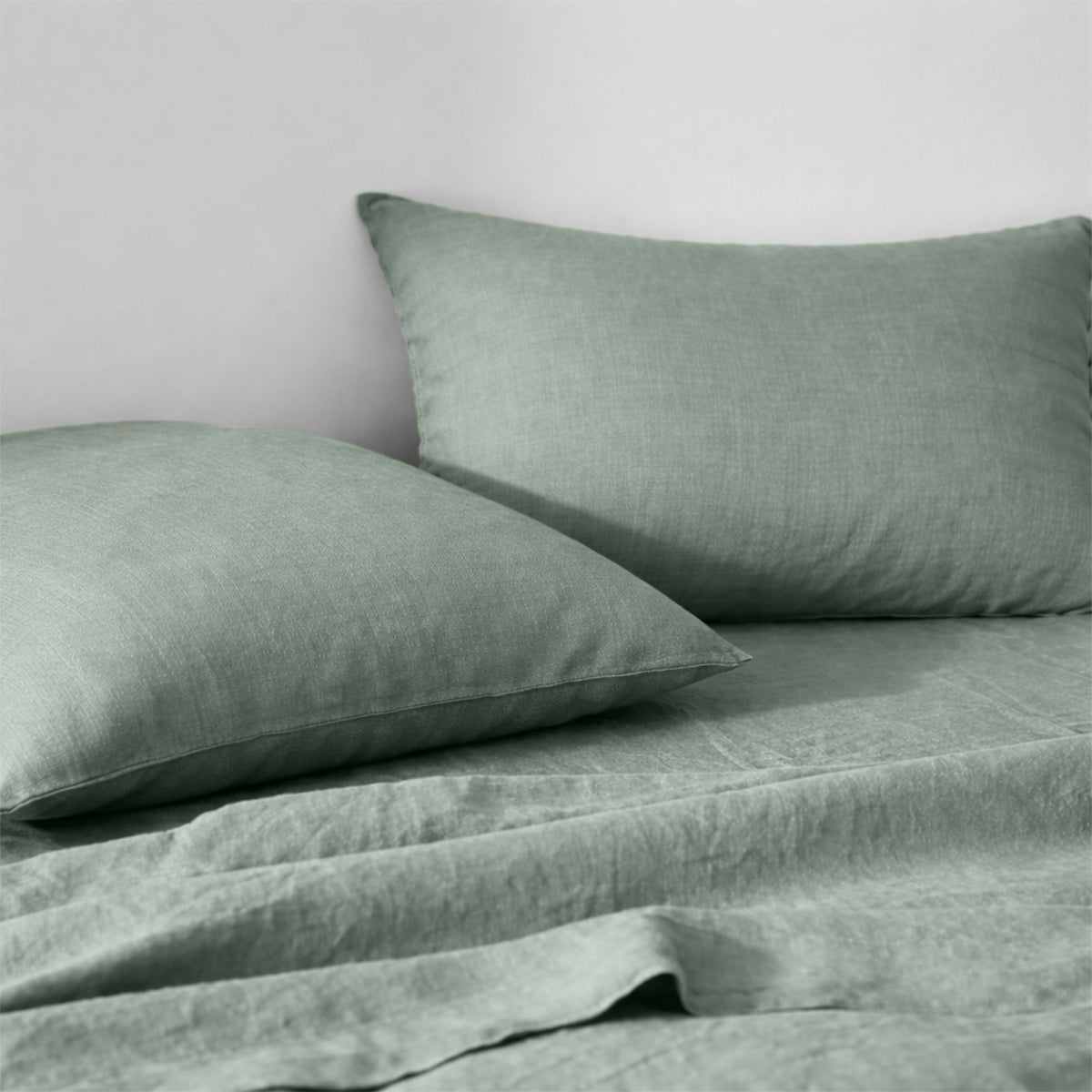 Drap plat lin lavé 240x300 ADELE vert céladon