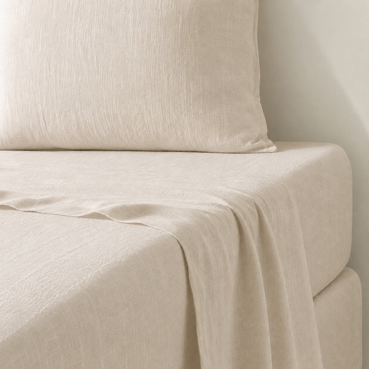 Drap plat lin lavé 270x300 ADELE beige clair