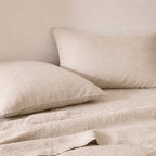 Drap plat lin lavé 270x300 ADELE beige clair