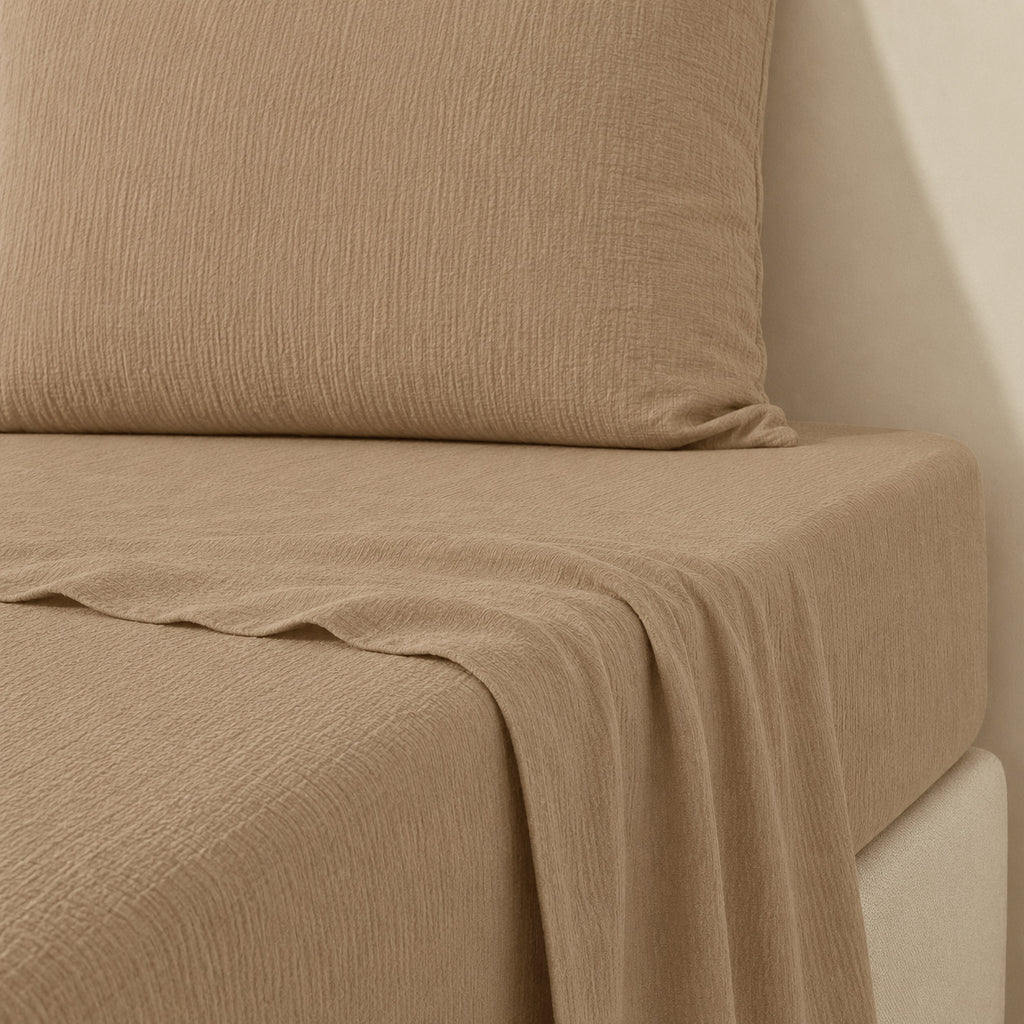 Drap plat lin lavé 270x300 ADELE cappuccino