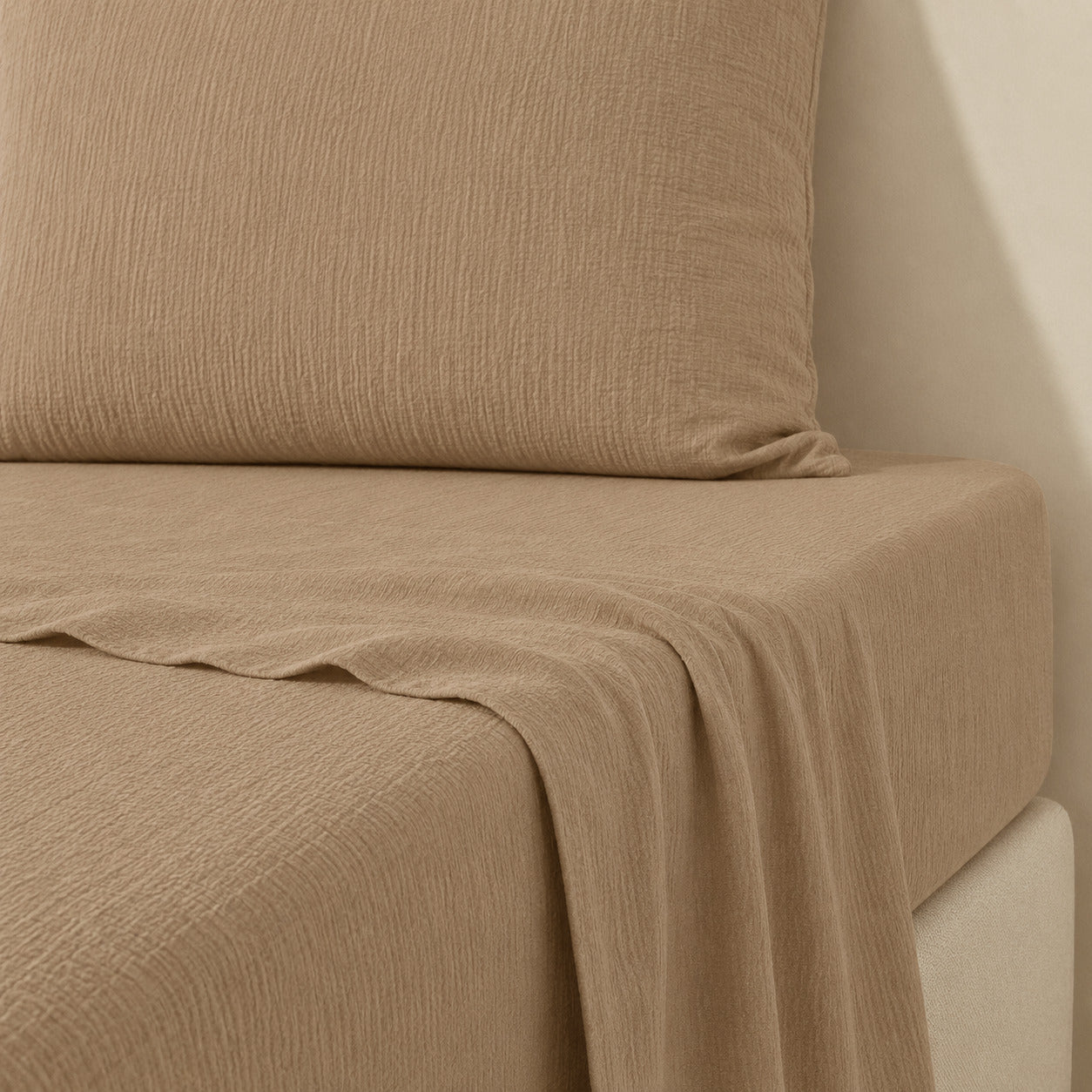 Drap plat lin lavé 270x300 ADELE cappuccino