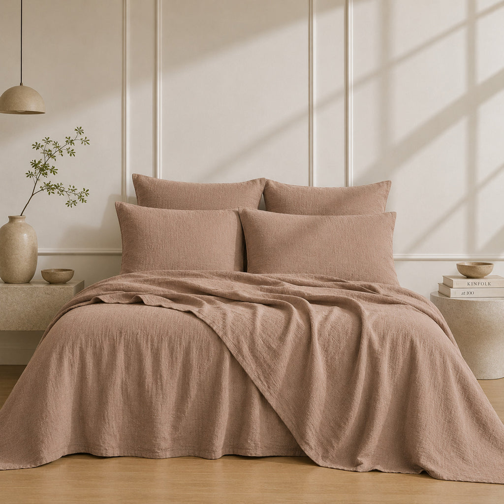 Drap plat lin lavé 270x300 ADELE cappuccino