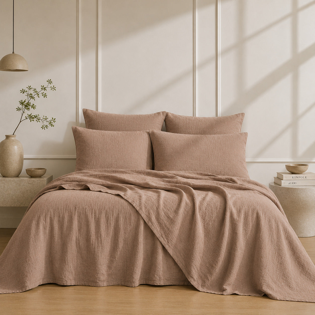 Drap plat lin lavé 270x300 ADELE cappuccino