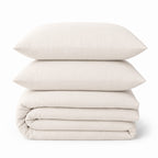 Parure + taies 65x65 lin lavé beige clair ADELE 240x220+2(65x65)
