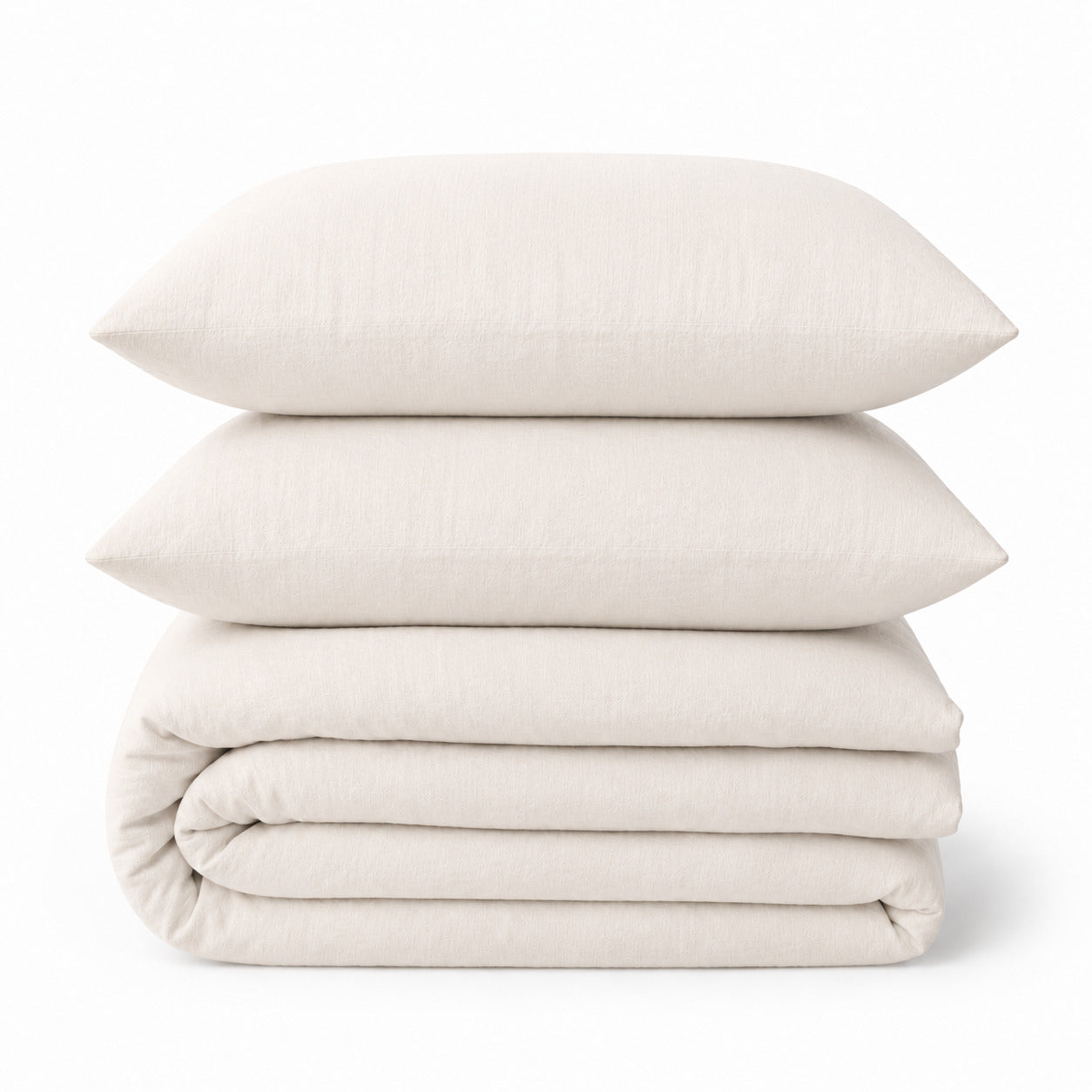 Parure + taies 65x65 lin lavé beige clair ADELE 260x240+2(65x65)