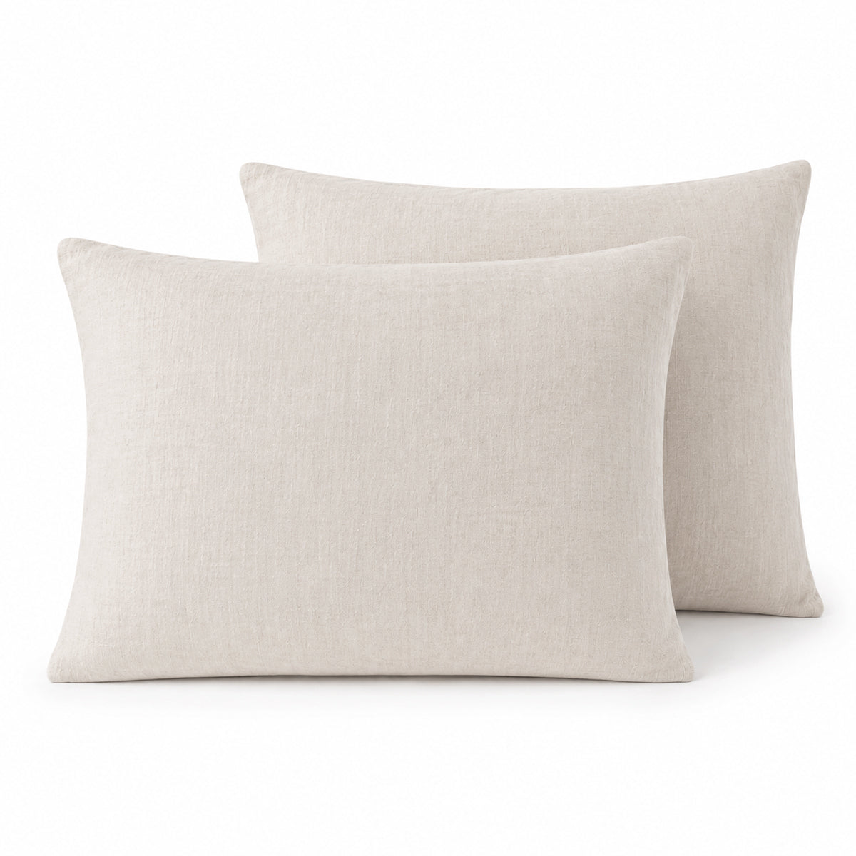 Taie d'oreiller (x2) lin lavé beige clair ADELE 50x70