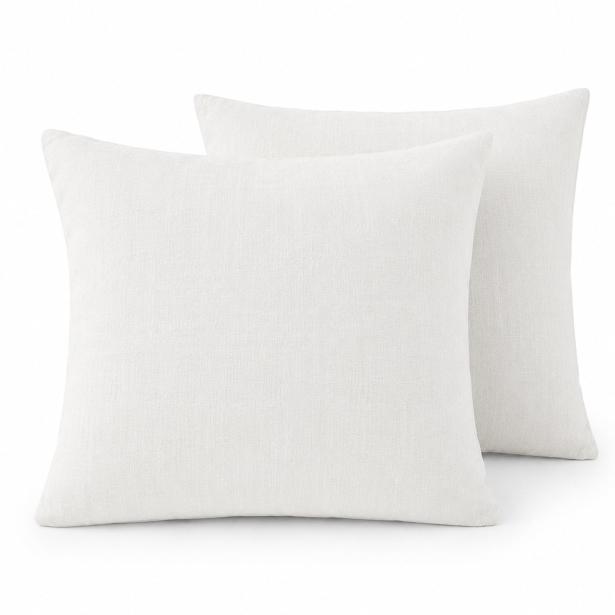 Taie d'oreiller (x2) lin lavé blanc ADELE 65x65
