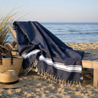 Lot de 2 foutas coton 100x200 ST TROPEZ bleu jean
