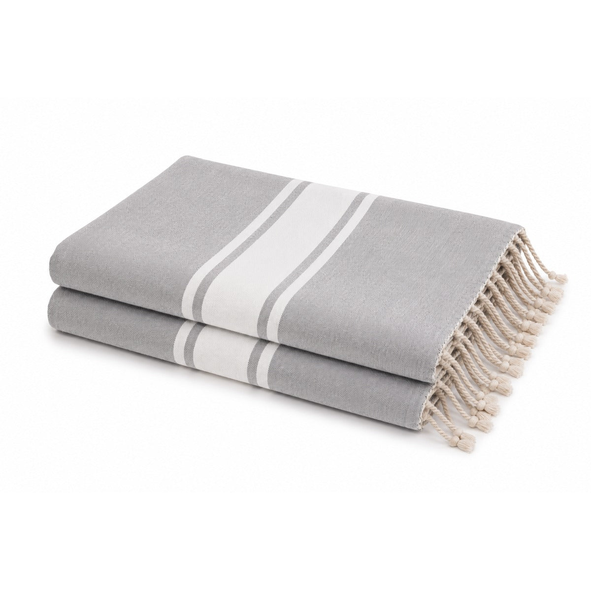 Lot de 2 foutas coton 100x200 ST TROPEZ gris perle