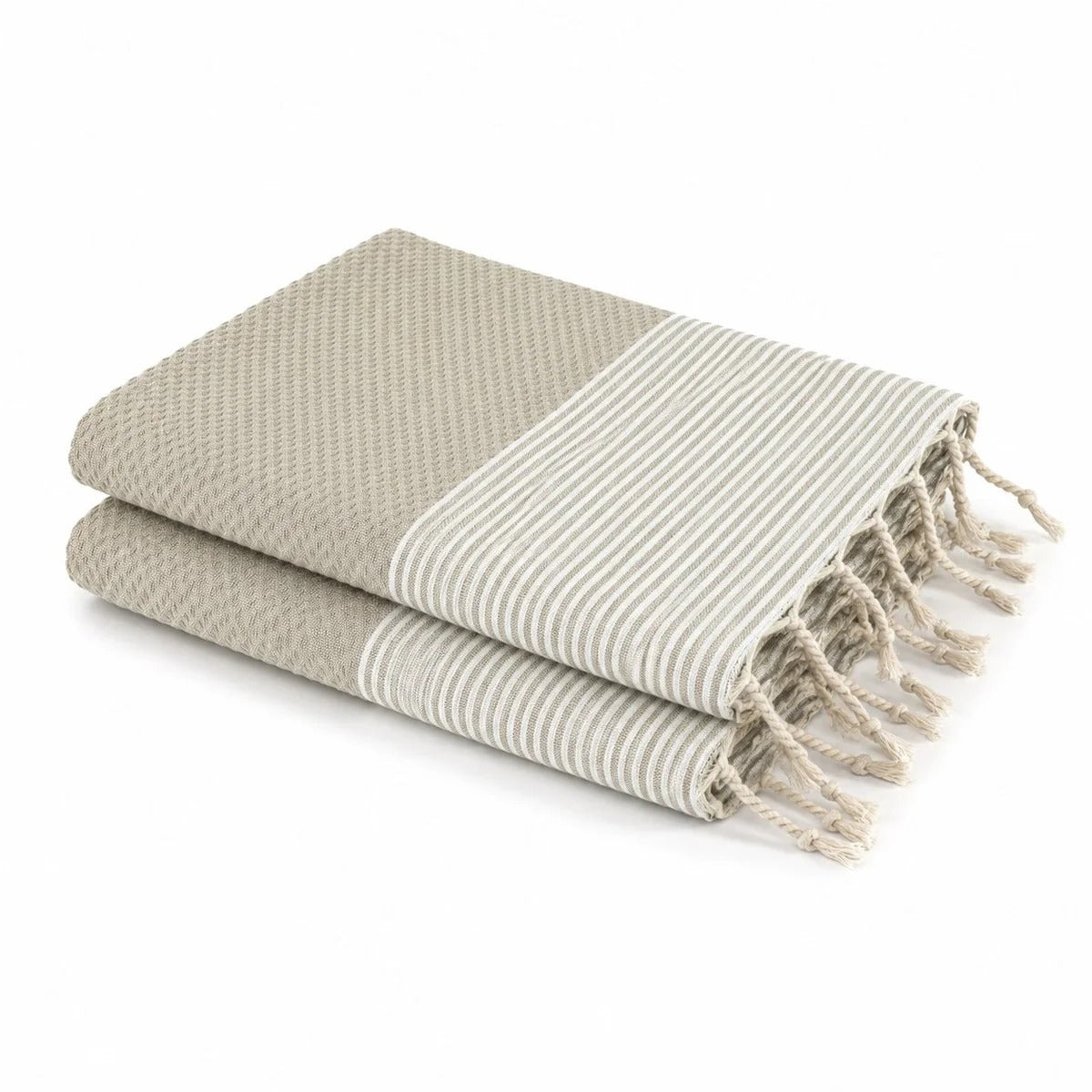 Lot de 2 foutas nid d'abeille coton 100x200 IBIZA - beige