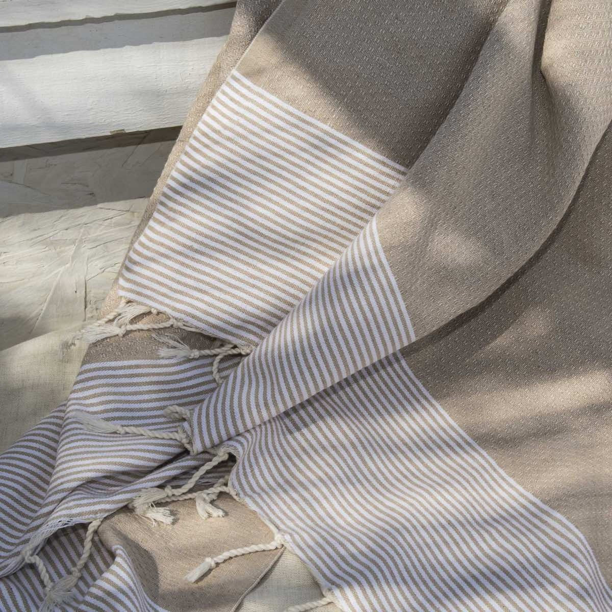 Lot de 2 foutas nid d'abeille coton 100x200 IBIZA - beige