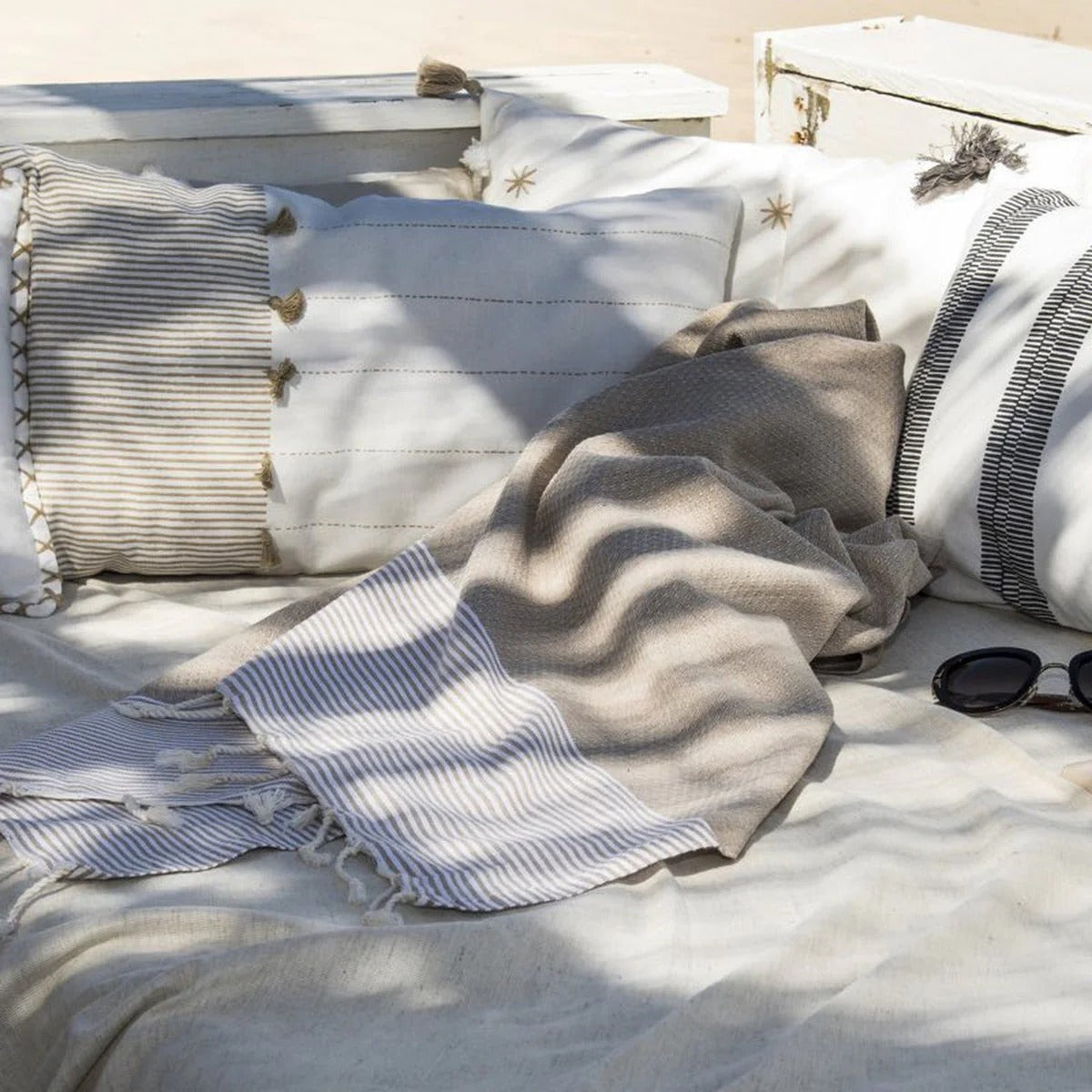 Lot de 2 foutas nid d'abeille coton 100x200 IBIZA - beige
